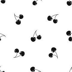 Two cherry berries pattern seamless black