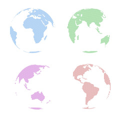 Abstract striped world globe set. Vector outline illustration.