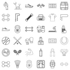 Heartbeat icons set, outline style