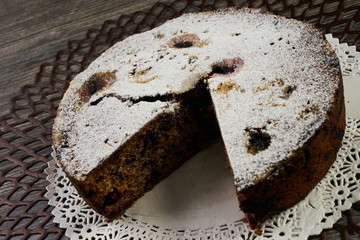 Homemade cranberry pie with walnuts, berries