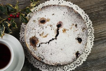 Delicious homemade cranberry pie with walnuts