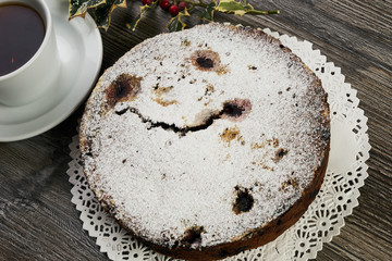 Christmas cake and christmas decorations