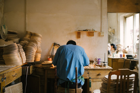 Violin maker at work