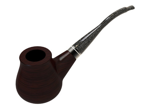 3D render of a smoking pipe isolated on a white background