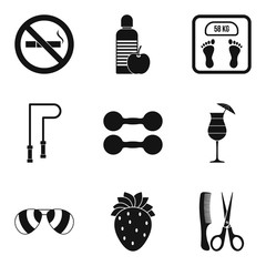 Personal care icons set, simple style