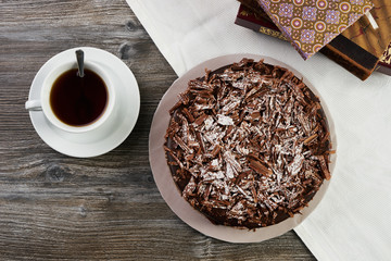 Delicious dark chocolate truffle cream cake