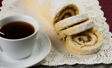 Homemade berry roll cake