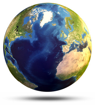 Planet globe map 3d rendering