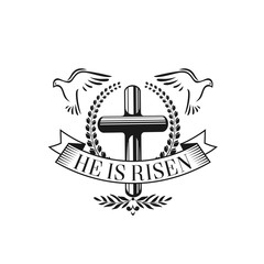Easter cross doves vector religion quote icon