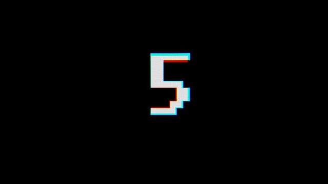 Glitch interference countdown digital numbers from 10 to 1 new dynamic holiday retro joyful colorful vintage video footage