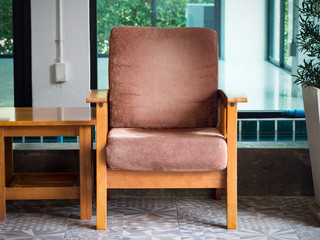 Vintage brown chair for relax and rest slow life.