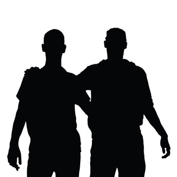 two men and embrace black silhouette