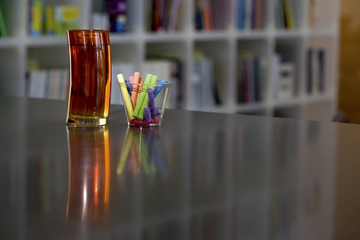 Desk with cup and chalk