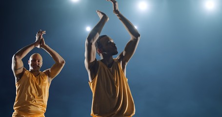 Basketball happy player on a sport background