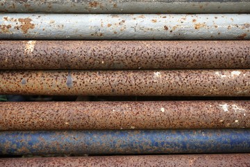 old iron scaffolding in industry side