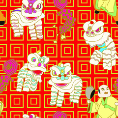 Lion dance Vector