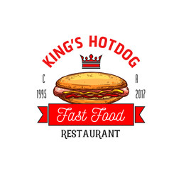 Hot dog restaurant fast food vector icon