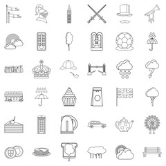 London icons set, outline style