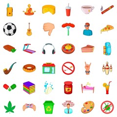 Monk icons set, cartoon style