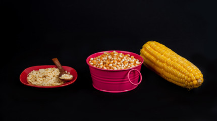 fresh corn ,corn seed and cereal from corn ,concept food product