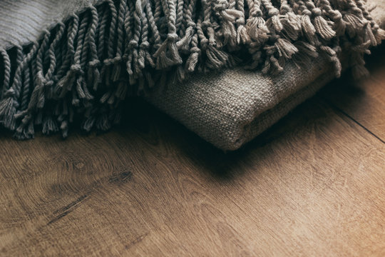 Macro of a blanket at home on winter.