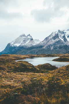 Nordenskj?__ld lake at the feet of Cuernos mountain in Torres del Paine National Park