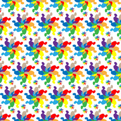 vector abstract pattern of colored geometric shapes in the form of flowers with irregular petals on a white background