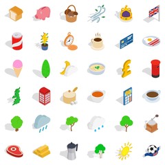 Active life icons set, isometric style