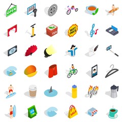 Card reader icons set, isometric style