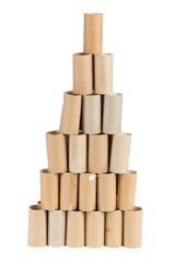 Empty toilet paper on white background