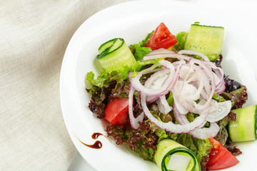 Greek salad with fresh vegetables, feta cheese