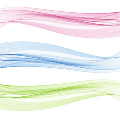 Set of abstract color wave. Color smoke wave. Transparent color wave. Blue, pink,green color.