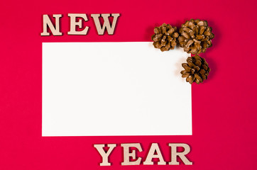 Fototapeta na wymiar To do list. Sign from wooden letters new year on white and red background. Words new year. Goals and objectives.