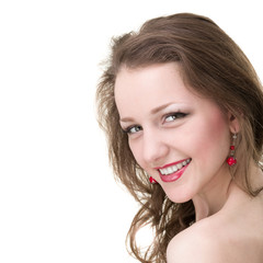 beautiful coquette young woman, isolated on white