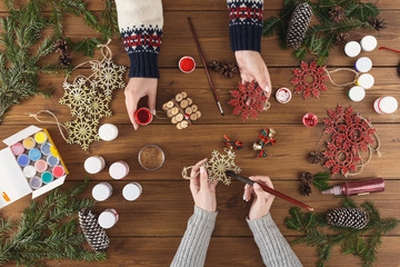 Creative hobby. Making modern handmade christmas present box