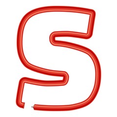 Letter s plastic tube icon, cartoon style