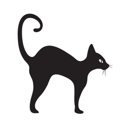 Black cat icon flat style. Isolated on white background. Vector illustration