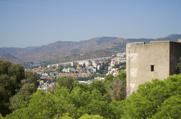 Fototapeta na wymiar A view from the Gibralfaro Castle in Malaga, Andalusia, Spain 