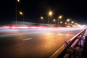 City road viaduct streetscape of night scene in a big city