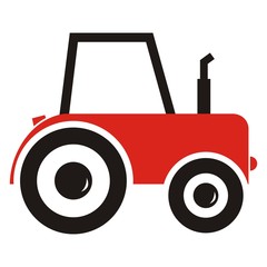 Obraz premium Red tractor, vector icon