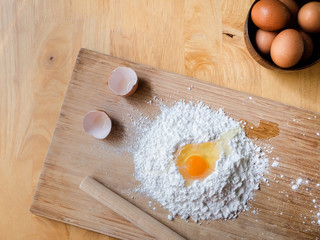 Homemade fresh pasta dough ingredents