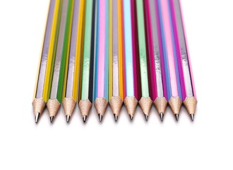 Sharp wooden graphite pencils isolated on white