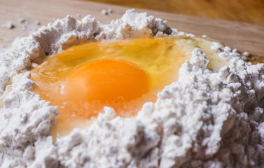 Homemade fresh pasta dough ingredents