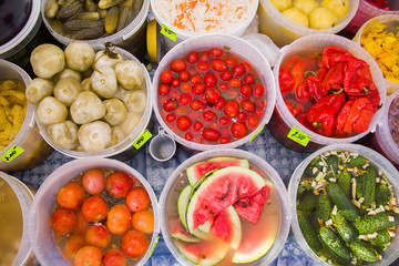 variety of pickled vegetables