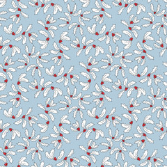 Christmas holly berries seamless pattern. Xmas vector illustration