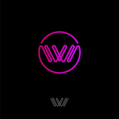 Obraz premium W logo. W monogram. Pink one line logo in a circle.