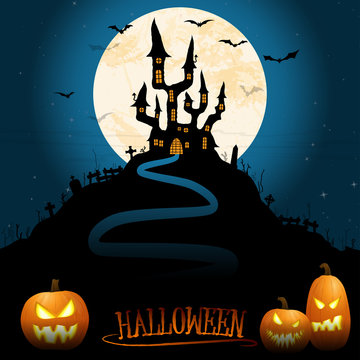 Halloween scary castle background