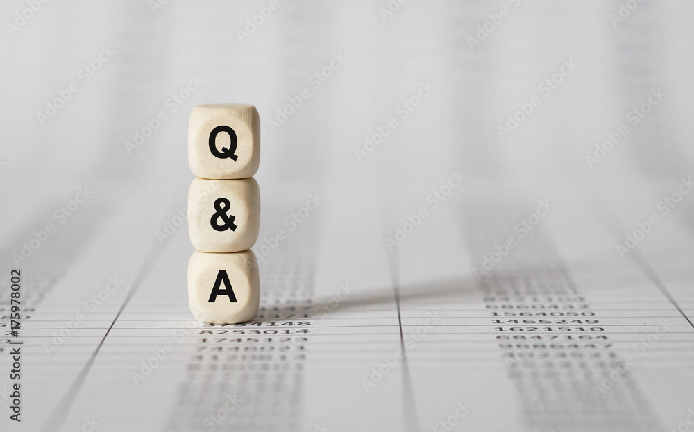 Poster word q and a made with wood building blocks