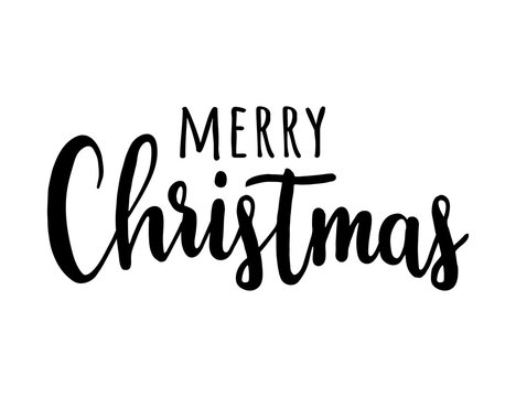 Vector hand drawn merry christmas lettering. Christmas greeting phrase