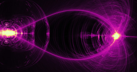 Purple And Yellow Abstract Lines Curves Particles Background